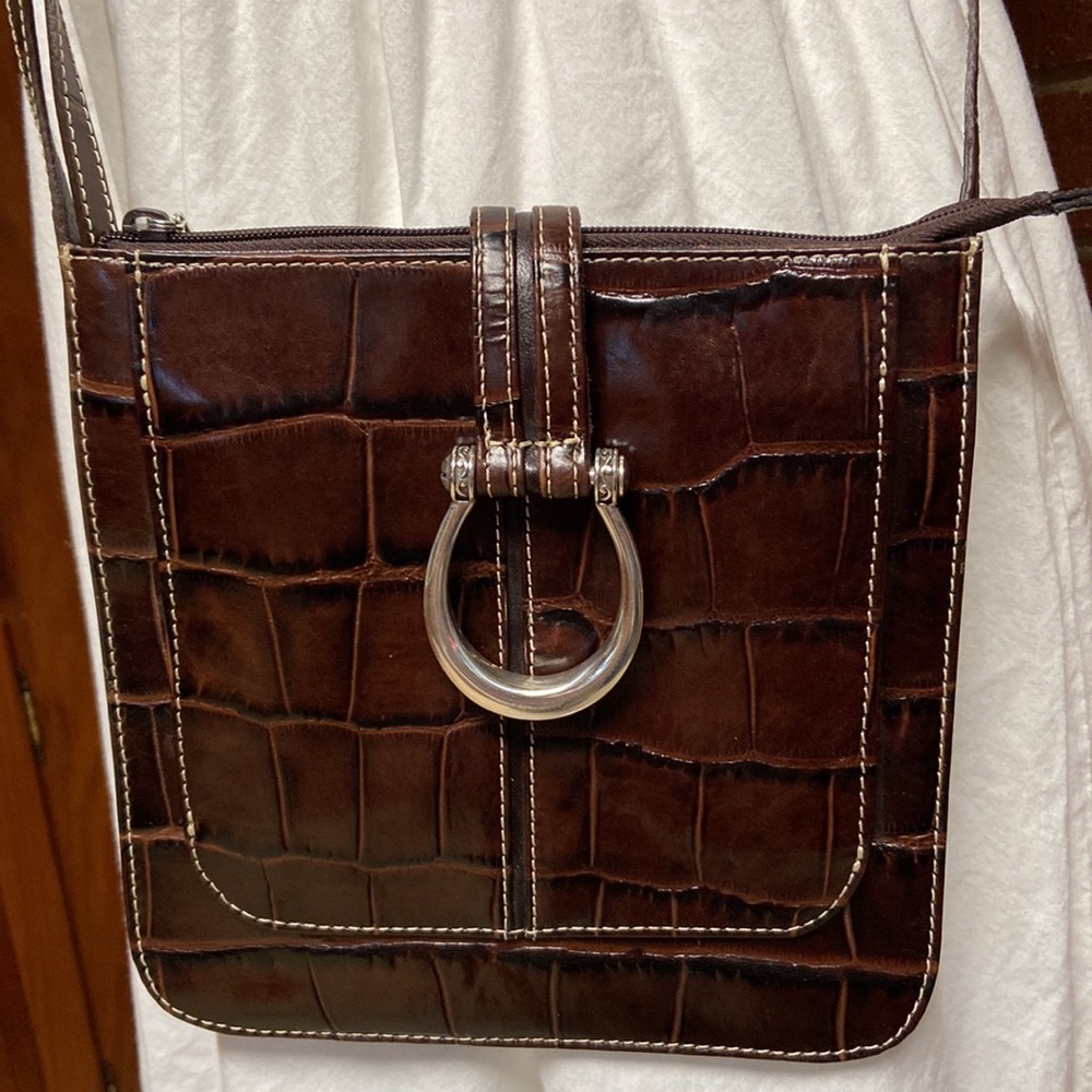 Brighton Embossed Crocodile Crossbody Purse